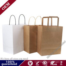 120g White Kraft Paper Bag with Flat /Twist Handle, Paper Wine Bag, Bread Grocery Bag